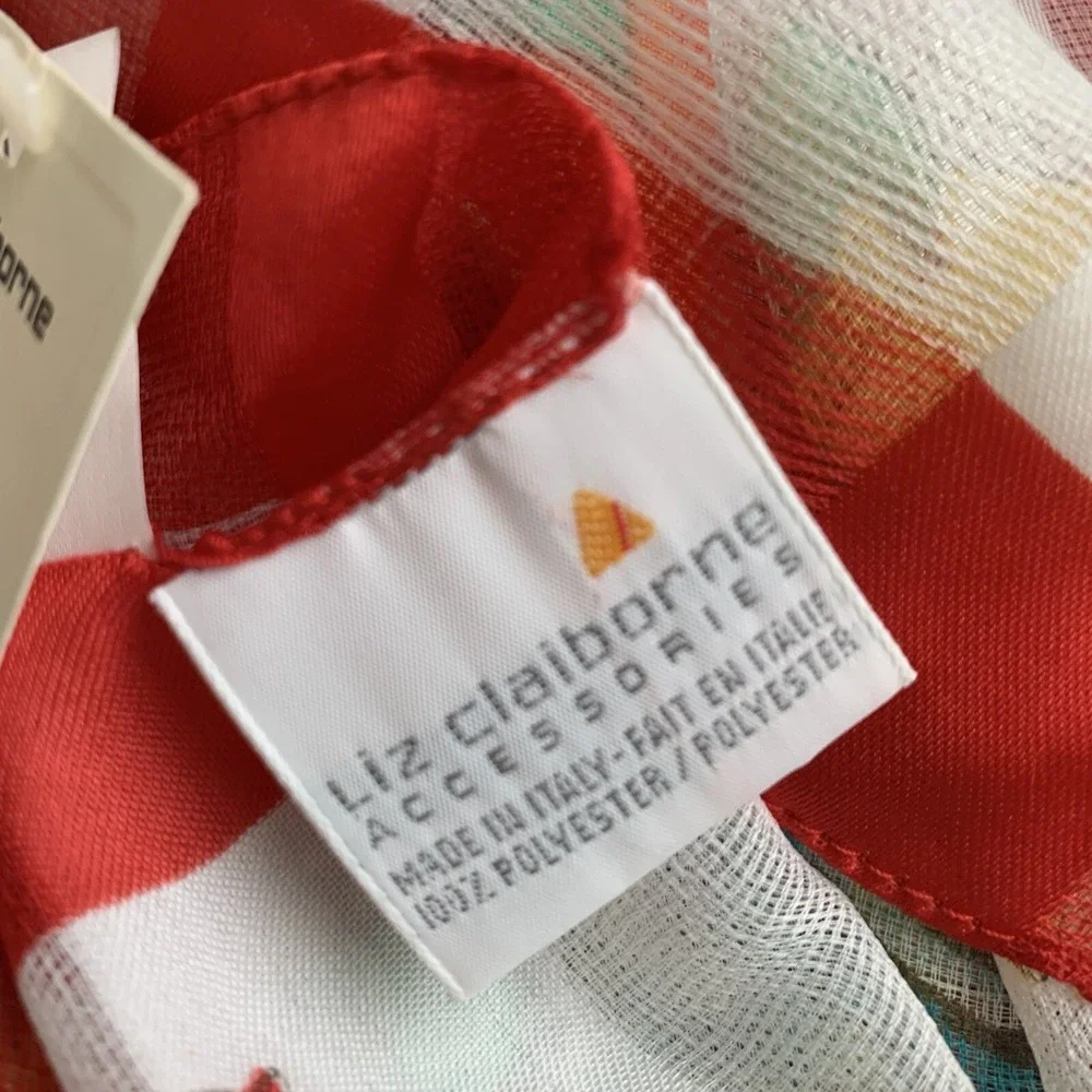 Liz Claiborne‎ Tropical Fish Shells Flowers Rectangular Scarf BNWT
